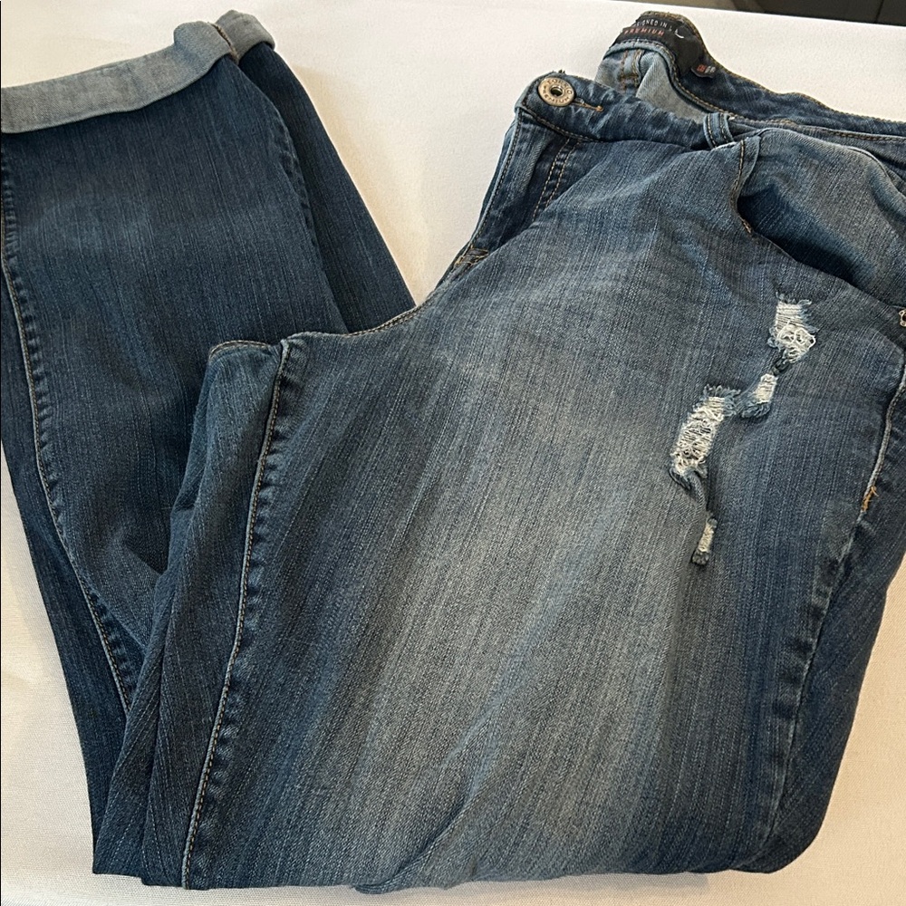 Torrid Boyfriend Distressed Front Medium Wash Premium 16 Regular